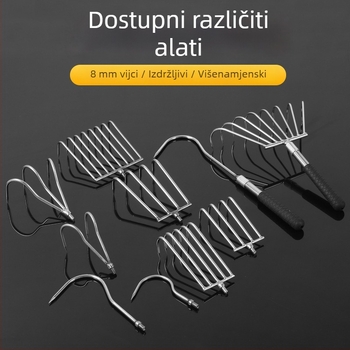 Nehrđajući čelični alat za kopanje u moru, ribolov na ledu i uklanjanje vodene vegetacije, s mrežastim košom; Brand Longevity Bird; Materijal: Nehrđajući čelik