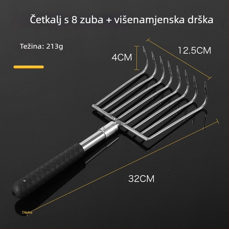 Nehrđajući čelični alat za kopanje u moru, ribolov na ledu i uklanjanje vodene vegetacije, s mrežastim košom; Brand Longevity Bird; Materijal: Nehrđajući čelik