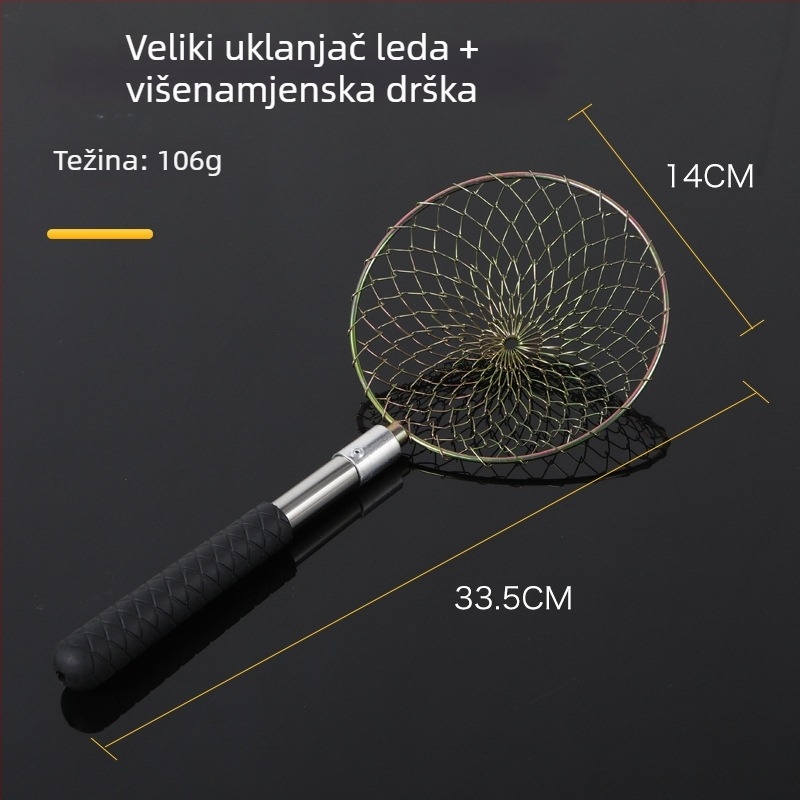 Nehrđajući čelični alat za kopanje u moru, ribolov na ledu i uklanjanje vodene vegetacije, s mrežastim košom; Brand Longevity Bird; Materijal: Nehrđajući čelik