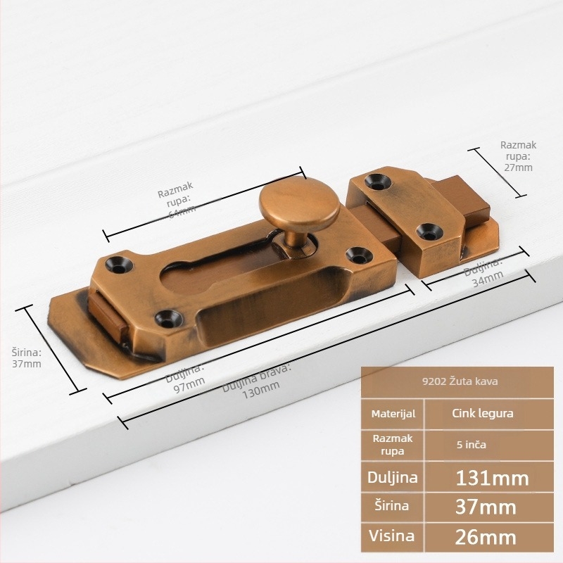 Zasun za vrata i prozore tipa A, model 9202, cink legura, antički stil, marka Aichmann
