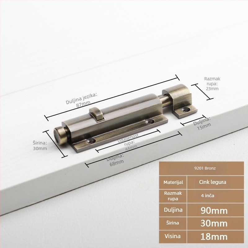 Zasun za vrata i prozore tipa A, model 9202, cink legura, antički stil, marka Aichmann