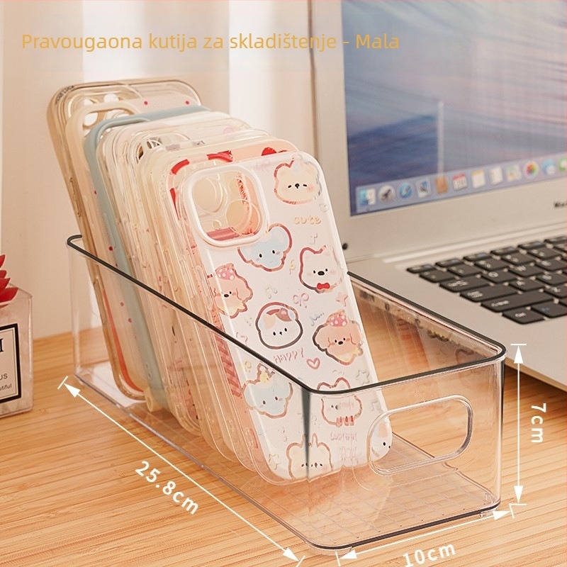 PET prozirna stolna kutija za pohranu s prugastim uzorkom, bez poklopca, moderni minimalistički dizajn, kapacitet 2,4 L
