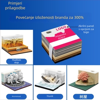 Potala palača 3D pop-up bilježnica – arhitektonska papirna skulptura, prilagodljivo logo, akrilna darovna kutija, 90x90x55 mm