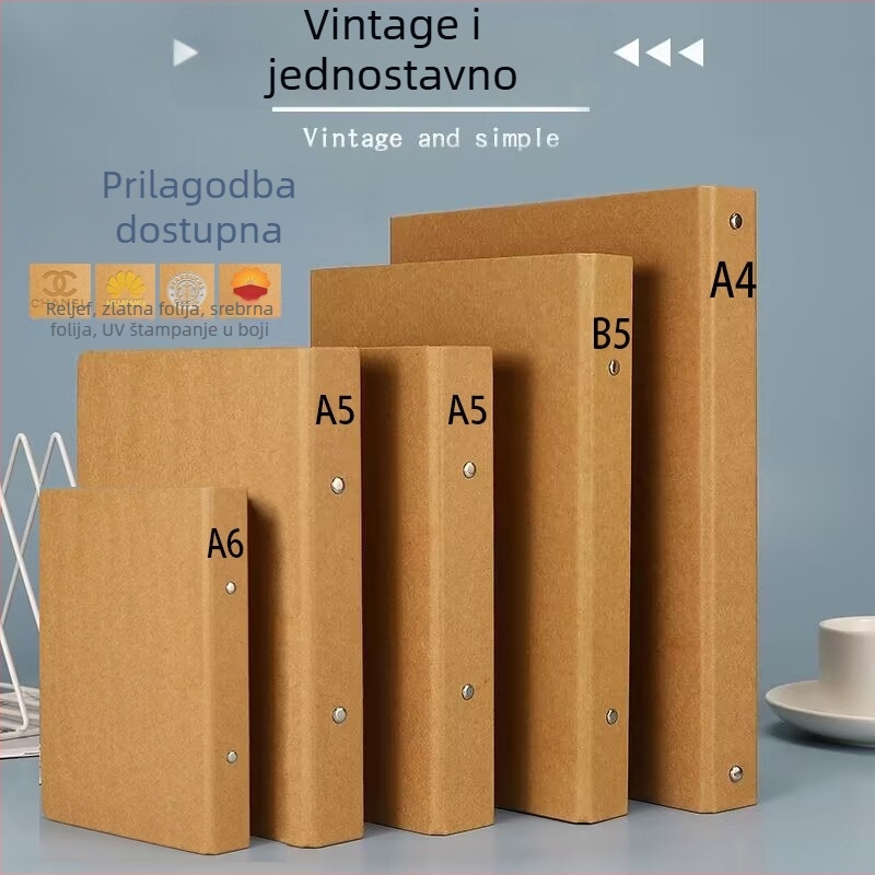 Bilježnica od Kraft papira s otpušnim listovima, kućište od Kraft papira, unutarnji papir 80gsm, 1–50 stranica