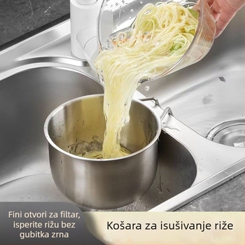 Nehrđajući čelični koš za odvod u sudoperu – zidni nosač, za pranje posuđa i ostatke hrane