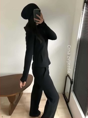 Ženski komplet s kapuljom, vjetrootpornost i debeli materijal, dugi rukavi, vitko silueta; tkanina rayon-poliester 85%, podstava spandex 15%