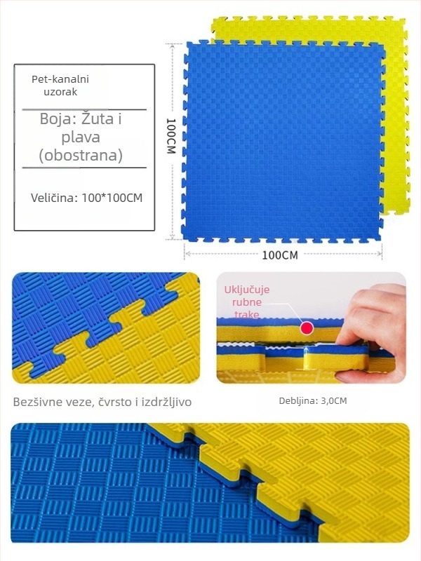 Taekwondo EVA podloga za pod s zvukom izolacijom i apsorpcijom udara – Univerzalna upotreba, paket od 5 komada, sportske podloge