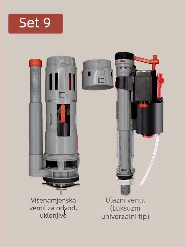 Set ventila spremnika WC: ulazni ventil, odvodni ventil i pluta – univerzalni američki stil (PP materijal, CE certifikat, Značka: Druga)
