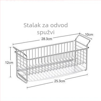 Držač za sudoper od 304 nehrđajućeg čelika — stolni organizator za spužvice i posuđe, višenamjenski, pomični, bez ugradnje (Model 10601S00)