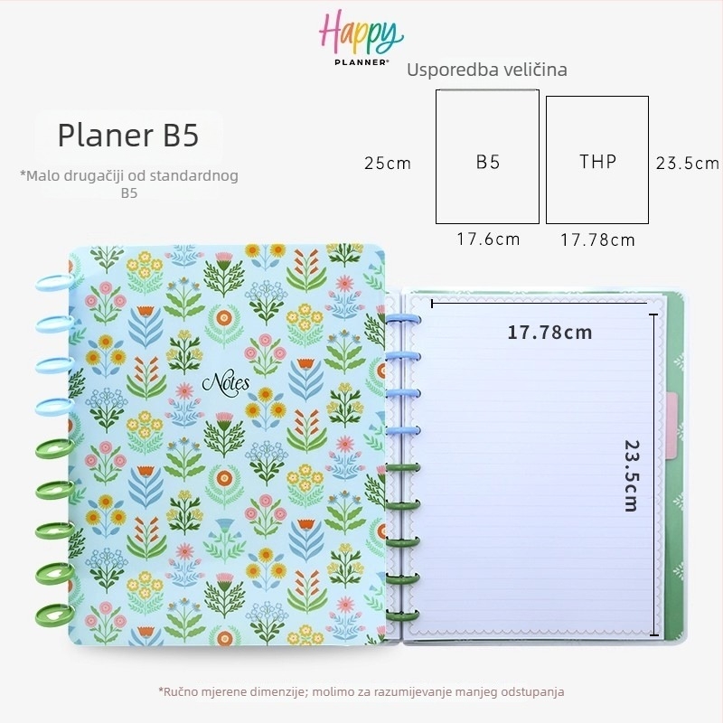 Bilježnica – Odvojivi dnevnik-planner, vezanje prstenima, PVC omot, offset papir 120 g, 100–200 stranica