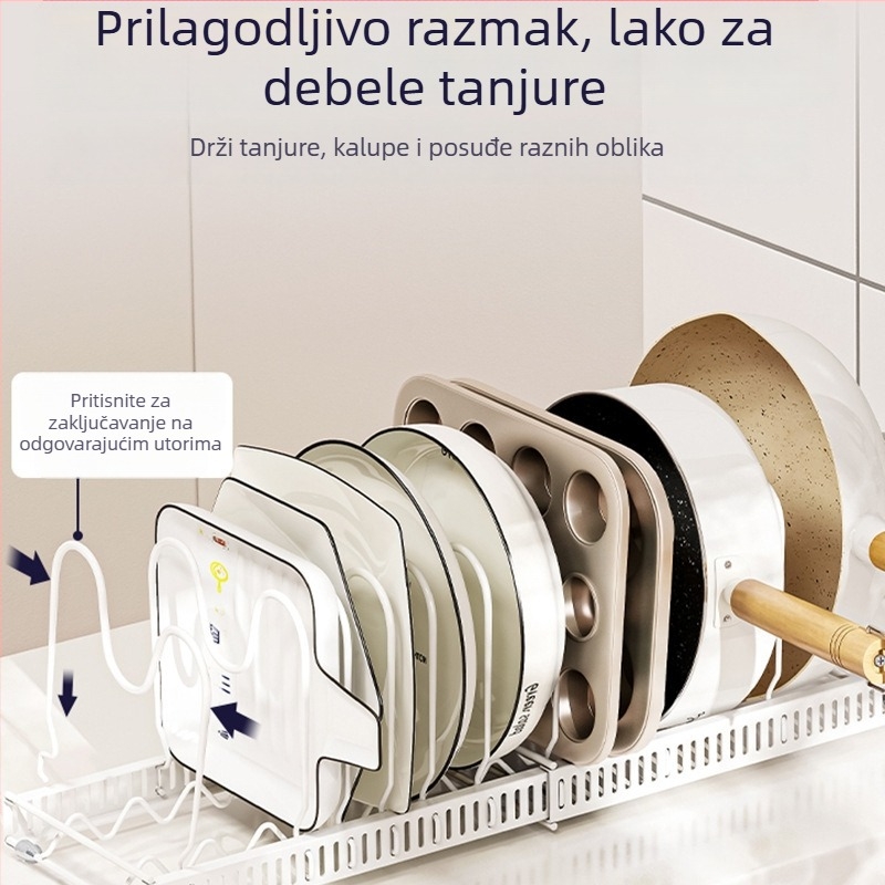 Stolni držač zdjela i tanjura – izvlačni, sklopivi, mobilni, bez ugradnje, metalni
