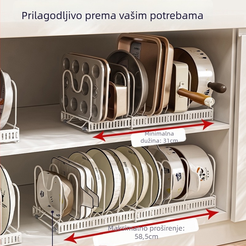 Stolni držač zdjela i tanjura – izvlačni, sklopivi, mobilni, bez ugradnje, metalni