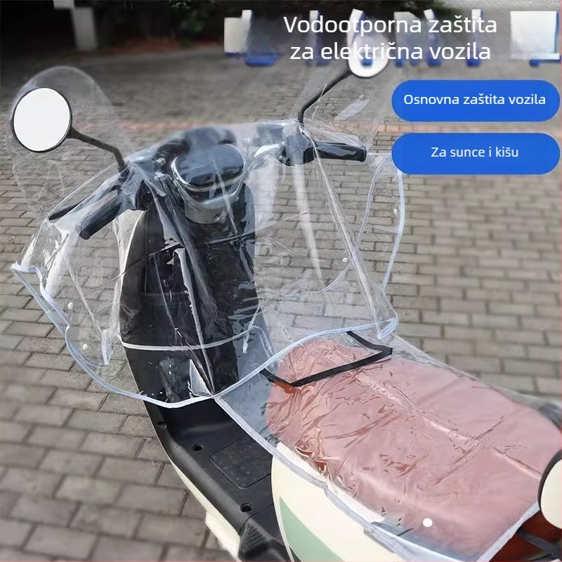 Pokrov za kišu za električne bicikle i motocikle, PVC platno, vodootporno, višekratno upotrebljivo, kompatibilno s triciklima, jednostavno se uklanja ručno