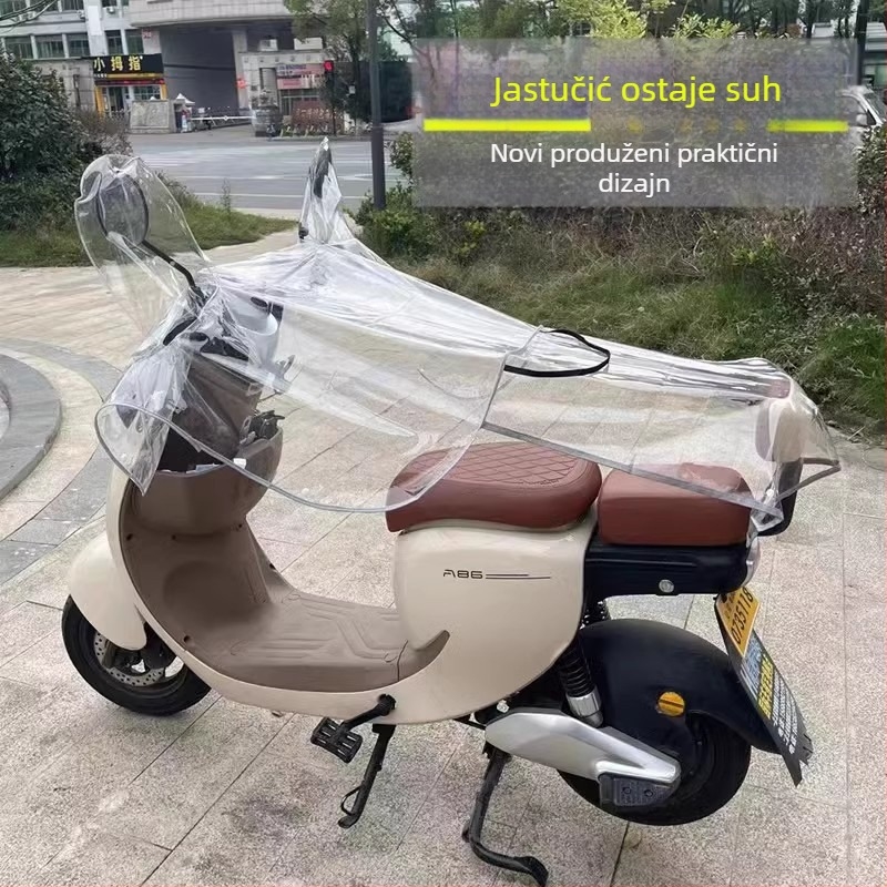 Pokrov za kišu za električne bicikle i motocikle, PVC platno, vodootporno, višekratno upotrebljivo, kompatibilno s triciklima, jednostavno se uklanja ručno