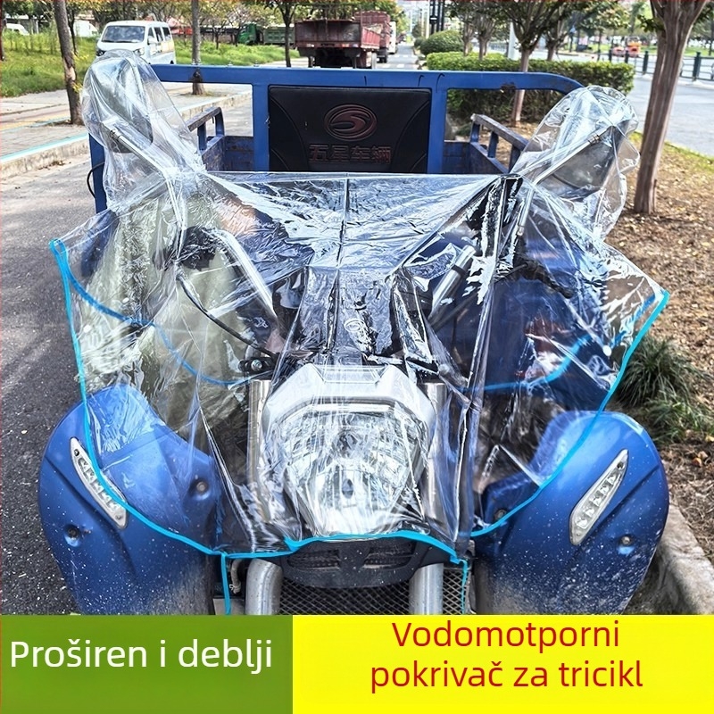 Pokrov za kišu za električne bicikle i motocikle, PVC platno, vodootporno, višekratno upotrebljivo, kompatibilno s triciklima, jednostavno se uklanja ručno