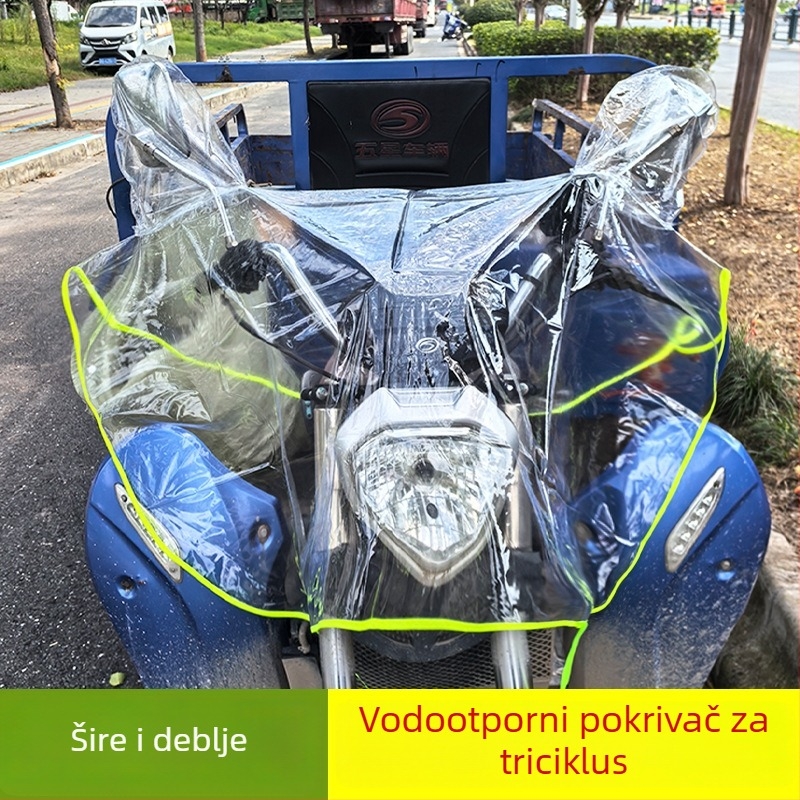 Pokrov za kišu za električne bicikle i motocikle, PVC platno, vodootporno, višekratno upotrebljivo, kompatibilno s triciklima, jednostavno se uklanja ručno