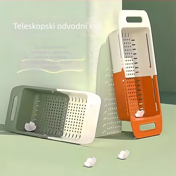 Teleskopska košara za odvodnjavanje vode – Kreativna košara za voće i povrće za kuhinju kod kuće – ABS materijal
