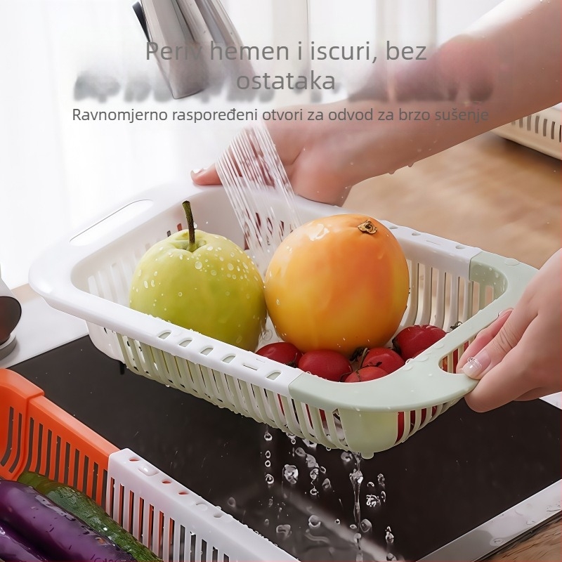 Teleskopska košara za odvodnjavanje vode – Kreativna košara za voće i povrće za kuhinju kod kuće – ABS materijal