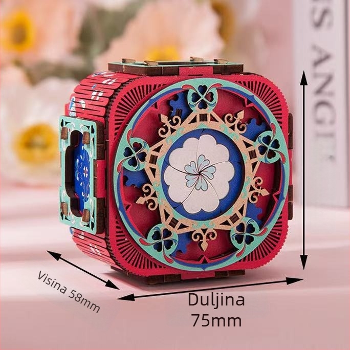 Drvena 3D LED glazbena kutija za nakit – ručno sastavljena, novi kineski stil, model 125543