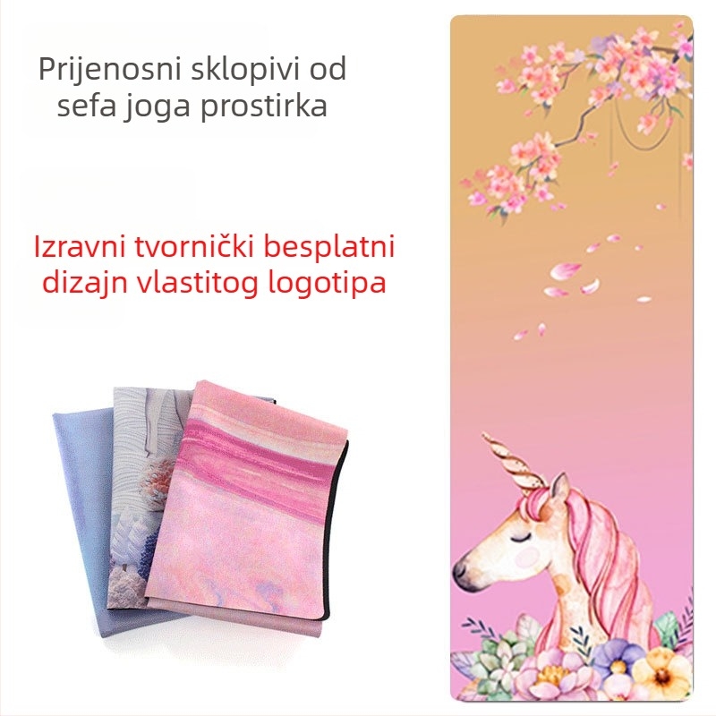 Protuklizna sklopiva joga prostirka, gumena, debljina 1,5 mm, težina 1250 g