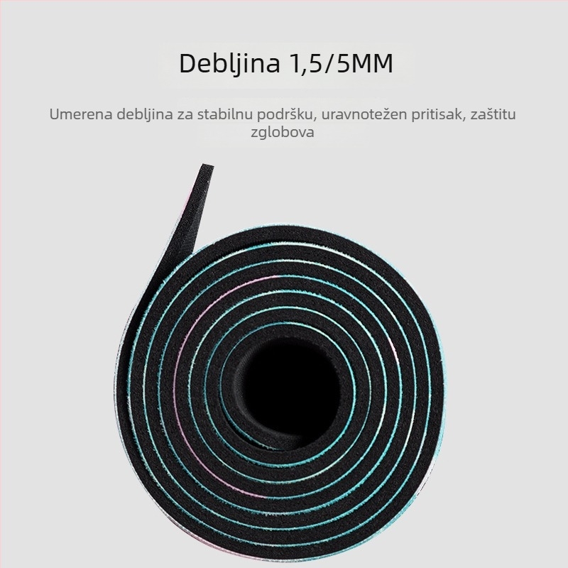Protuklizna sklopiva joga prostirka, gumena, debljina 1,5 mm, težina 1250 g