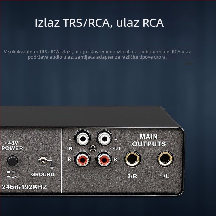 Wadeland vanjski USB audio sučelje 192 kHz, 2-in 2-out za snimanje i live streaming