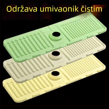 Unaprijeđena silikonska podloga za odvod vode ispod slavine — anti‑klizanje, moderan minimalistički stil, materijal: plastika, kategorija: odvodni tanjur za sudoperu, lansirano jesen 2014.