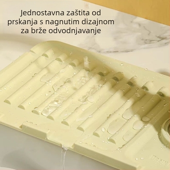 Unaprijeđena silikonska podloga za odvod vode ispod slavine — anti‑klizanje, moderan minimalistički stil, materijal: plastika, kategorija: odvodni tanjur za sudoperu, lansirano jesen 2014.
