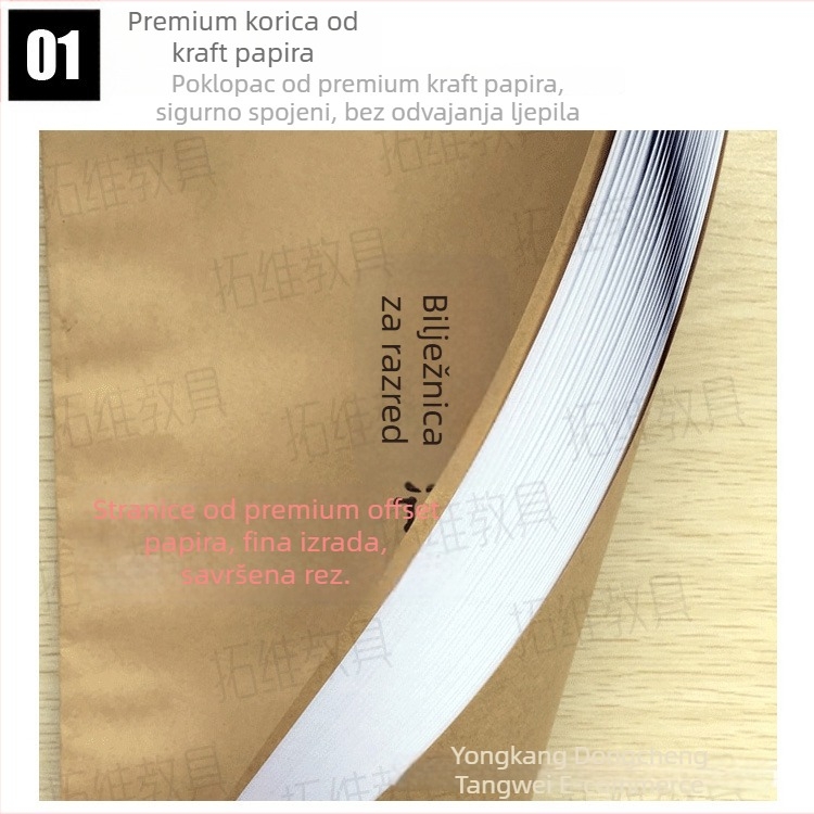 Notebook za predavanja za učitelje – korica od kraft papira, ljepilo za spajanje, papir 57 g