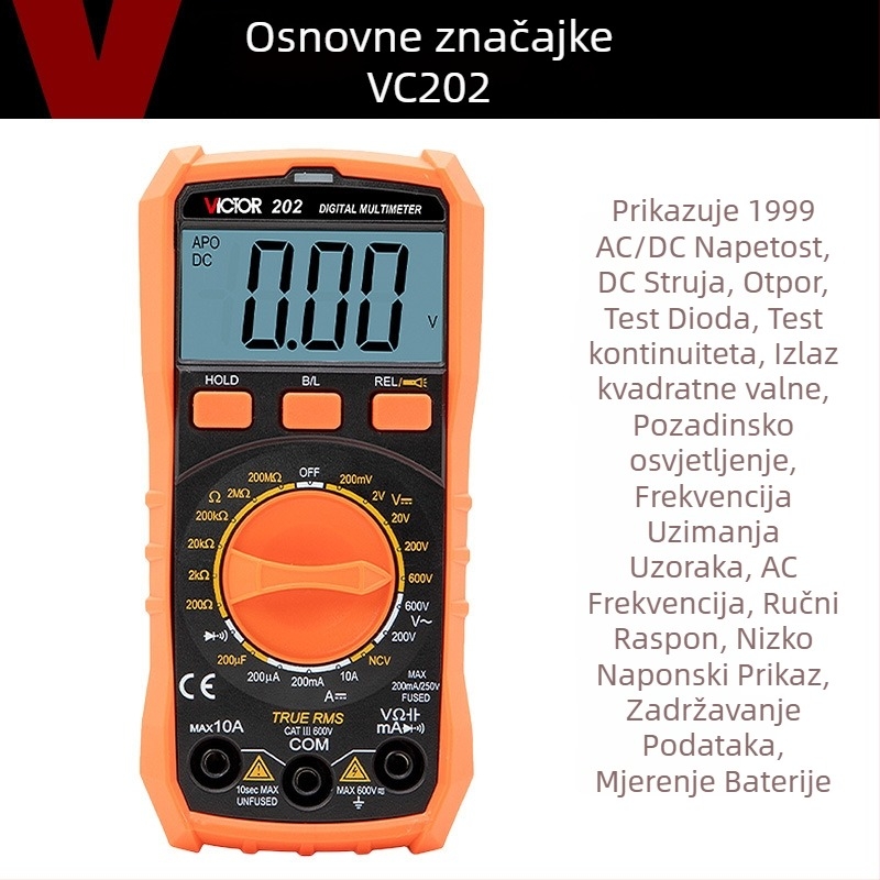 VC201 Digitalni Multimetar s Zaštitom od Izgaranja, Višenamjenski, Ručni Raspon, Za Električare