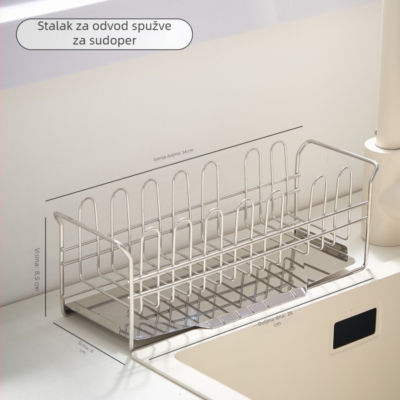 Nerđajući čelični stalak za krpe za suđe i spužve, za kuhinju, prijenosni, bez ugradnje, skladište spužvi, moderni minimalistički stil