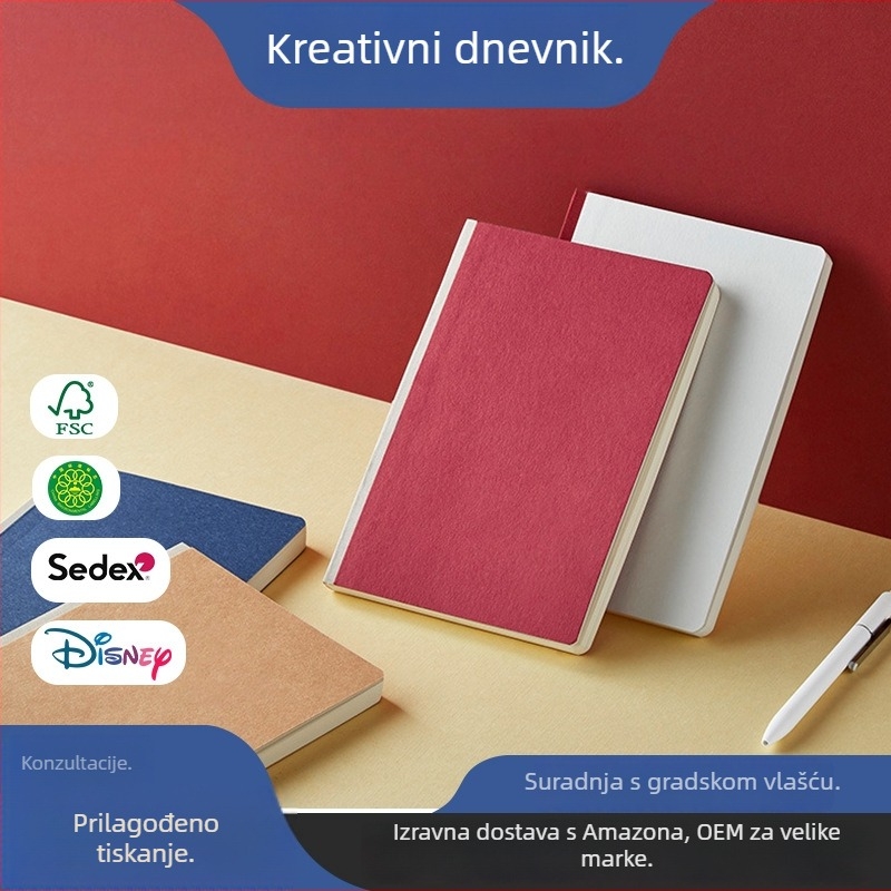Prijenosni dnevnik s jednostavnim vezivanjem, papirnata korica, 80 g/m² papir, 100/60 stranica, prilagođeni tisak