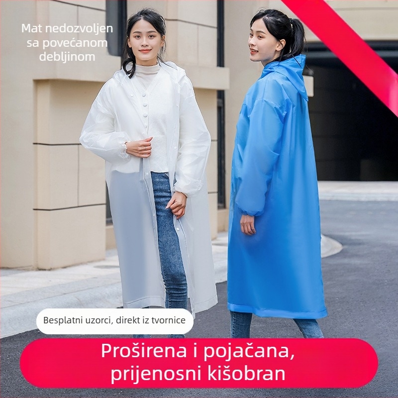 Odrasli EVA kišni pončo, višekratno korišten, cijelo tijelo dizajn, 140 g tkanina, PU ljepilo vodootporni sloj