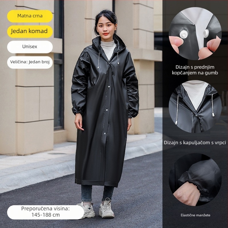 Odrasli EVA kišni pončo, višekratno korišten, cijelo tijelo dizajn, 140 g tkanina, PU ljepilo vodootporni sloj