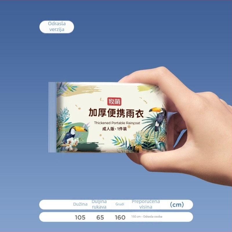Odrasli EVA kišni pončo, višekratno korišten, cijelo tijelo dizajn, 140 g tkanina, PU ljepilo vodootporni sloj