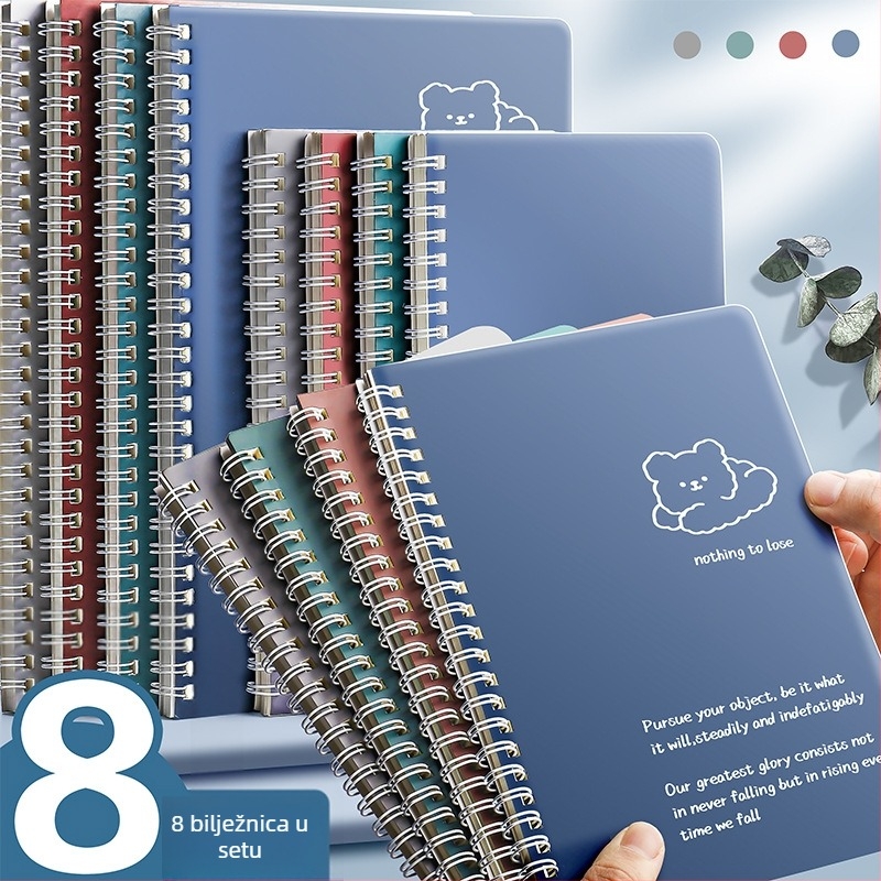 Studentski blok s spiralnim vezivanjem, crtić dizajn, papir od drvene mase 75 g/m², 1–50 stranica, japanski/korejski stil