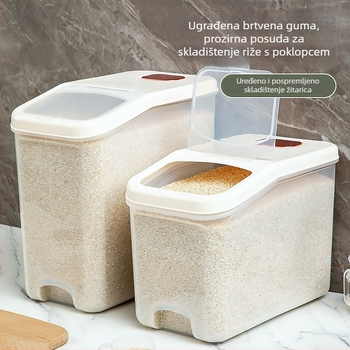 Plastična kutija za skladištenje riže – zatvorena, otporna na vlagu i štetočine, s poklopcem za guranje/povlačenje, 9–10 L kapacitet, porijeklo Jieyang