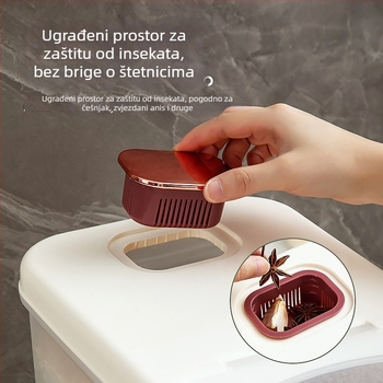 Plastična kutija za skladištenje riže – zatvorena, otporna na vlagu i štetočine, s poklopcem za guranje/povlačenje, 9–10 L kapacitet, porijeklo Jieyang