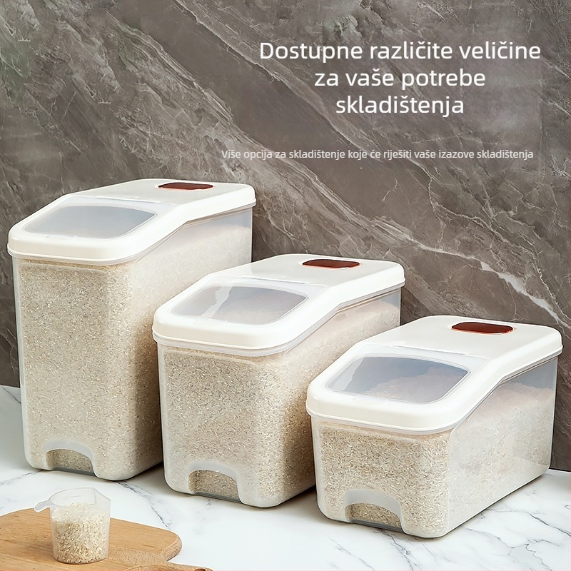 Plastična kutija za skladištenje riže – zatvorena, otporna na vlagu i štetočine, s poklopcem za guranje/povlačenje, 9–10 L kapacitet, porijeklo Jieyang
