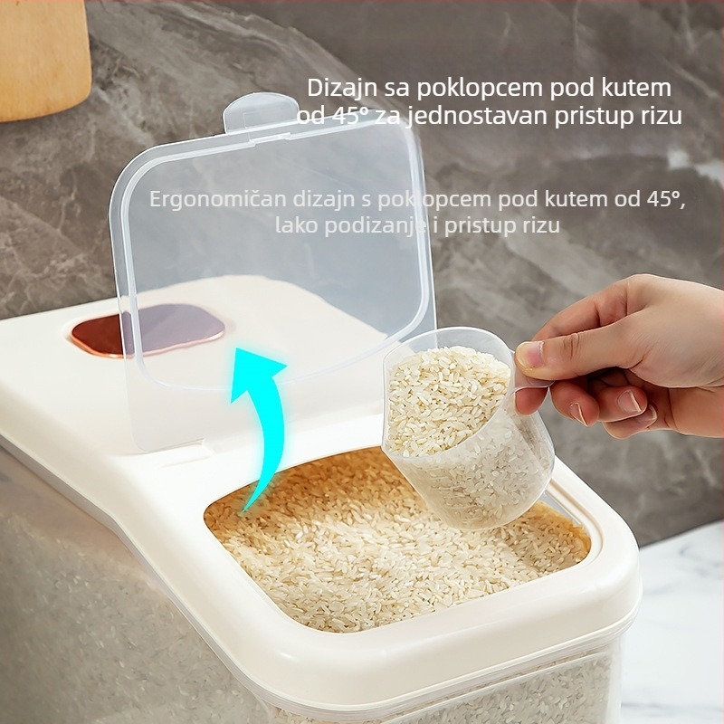 Plastična kutija za skladištenje riže – zatvorena, otporna na vlagu i štetočine, s poklopcem za guranje/povlačenje, 9–10 L kapacitet, porijeklo Jieyang