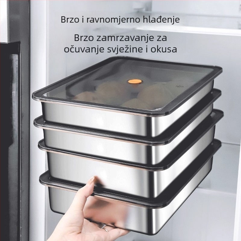 Nehrđajući čelični pravokutni spremnik za hranu, zatvoren, kapacitet 3,1–4 L, prijenosni
