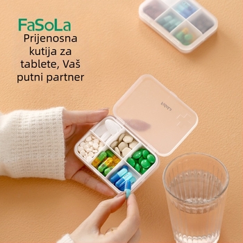 Kutija za tablete sa šest odjeljaka i integriranim dizajnom, zapečaćena zaštita od vlage, otporna na prašinu, materijal ABS+PP