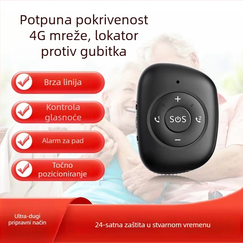 RF-V50 Privjesak s 4G povezom, SOS poziv jednim pritiskom, baterija 1000 mAh, kompatibilno s iOS
