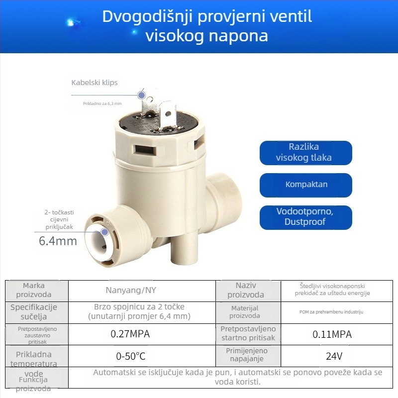Elektromagnetni ventil za pročišćivač vode, ulaz vode 2-put/3-put, materijal POM, model NY, za sustave pročišćavanja vode