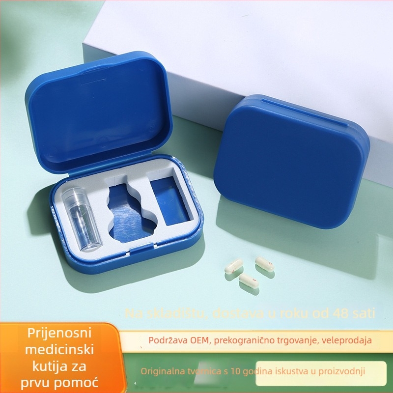 Kutija za lijekove s odvojenim zatvorenim odjeljcima, prijenosno ABS kućište, preklopni poklopac, kapacitet 0.5