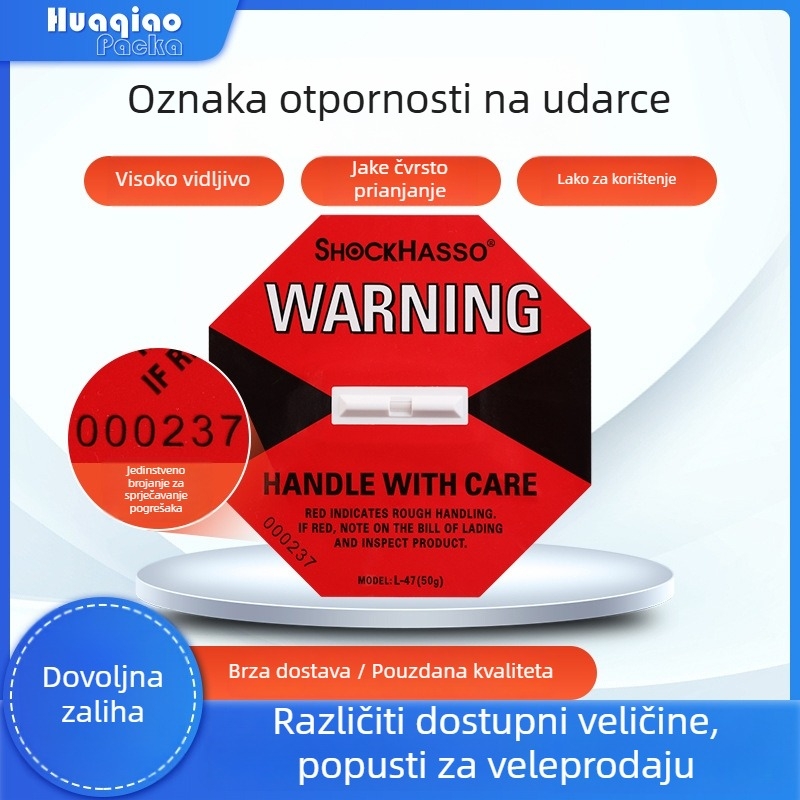Etiketa otporna na udarce za logistiku – oksagonalni oblik, ljepilo na premazanom papiru, tiskanje u boji, temperaturna otpornost -25°C do +80°C