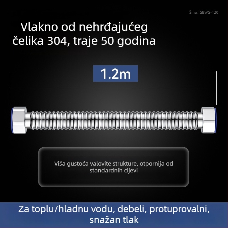 Deblja 304 nehrđajućeg čelika zavaren spiralni vodovodni dovod za bojler i dovod vode u WC — otporan na eksplozije