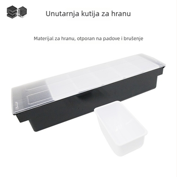 Plastična kutija s šest odjeljaka za doziranje sastojaka za barove, restorane i trgovine milk tea; Like Yu brand, stil lagani luksuz