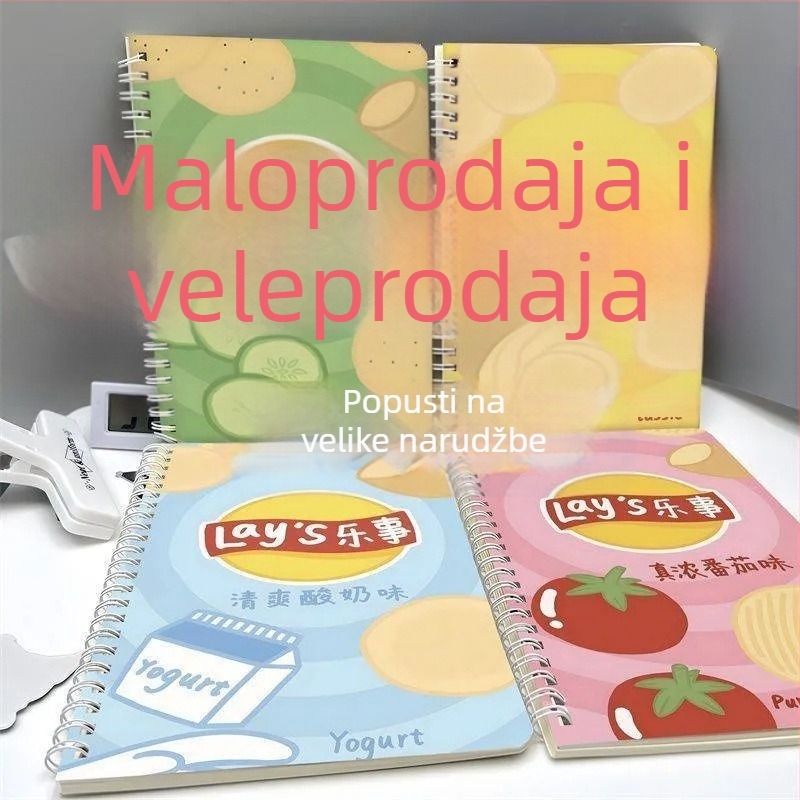 Bilježnica s spiralom, ručno crtani karikaturistički stil, 60 stranica, papir 40 g, sirovi drveni celulozni materijal
