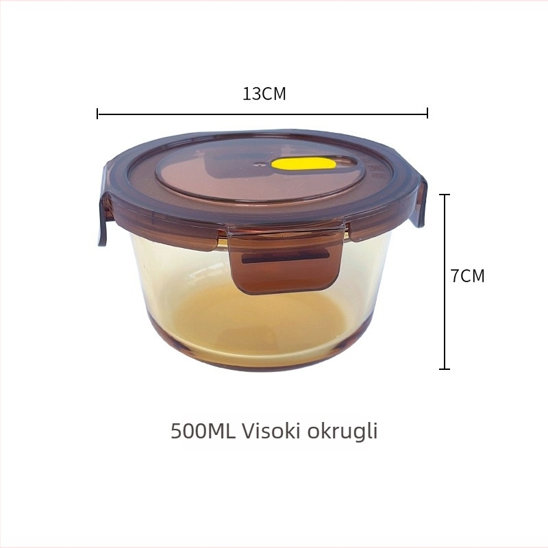 Kutija za hranu od borosilikatnog stakla, okrugla, otporna na mikrovalnu, 501–800 ml